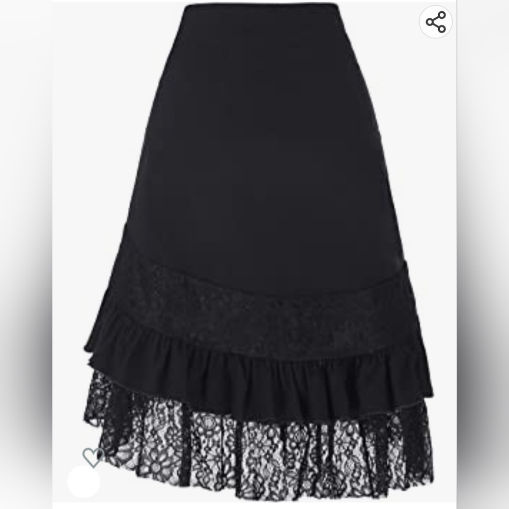 Belle Poque Retro Lace Black Tiered 2XL Skirt Punk Fairy Whimsiy Goth - Picture 2 of 5